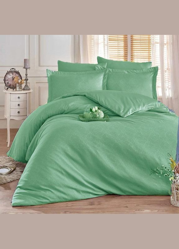 Постельное белье GREEN FOG DAMASK Сатин жакард Двуспальное MERISET (322741748)