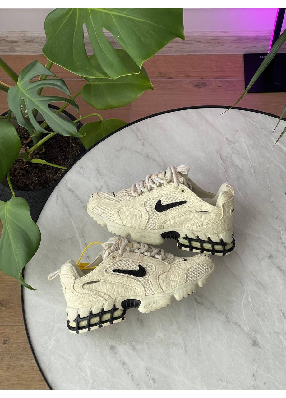 Кроссовки женские и мужские Nike Air Zoom Spiridon Cage 2 x Stussy beige | Найк Аир Зум бежевые No Brand бежевые демисезоны (355797396)