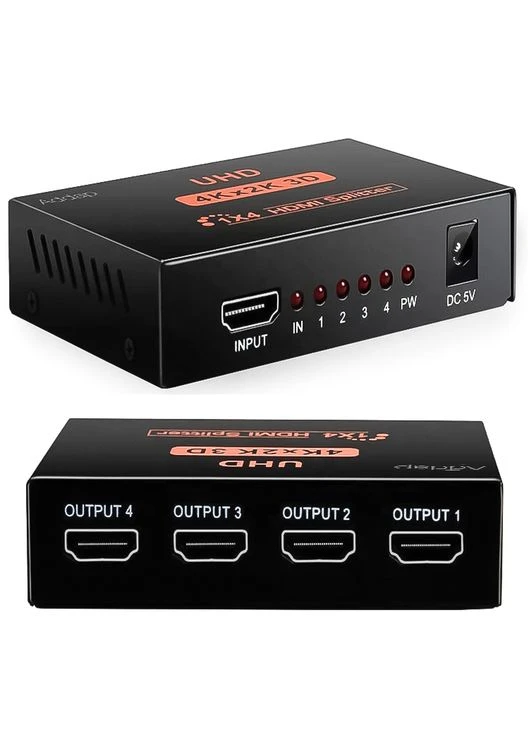 Активний HDMI розгалужувач на 4 порти HVS-02, чотирьохнаправлений відео сплітер 4К Addap (375460897)