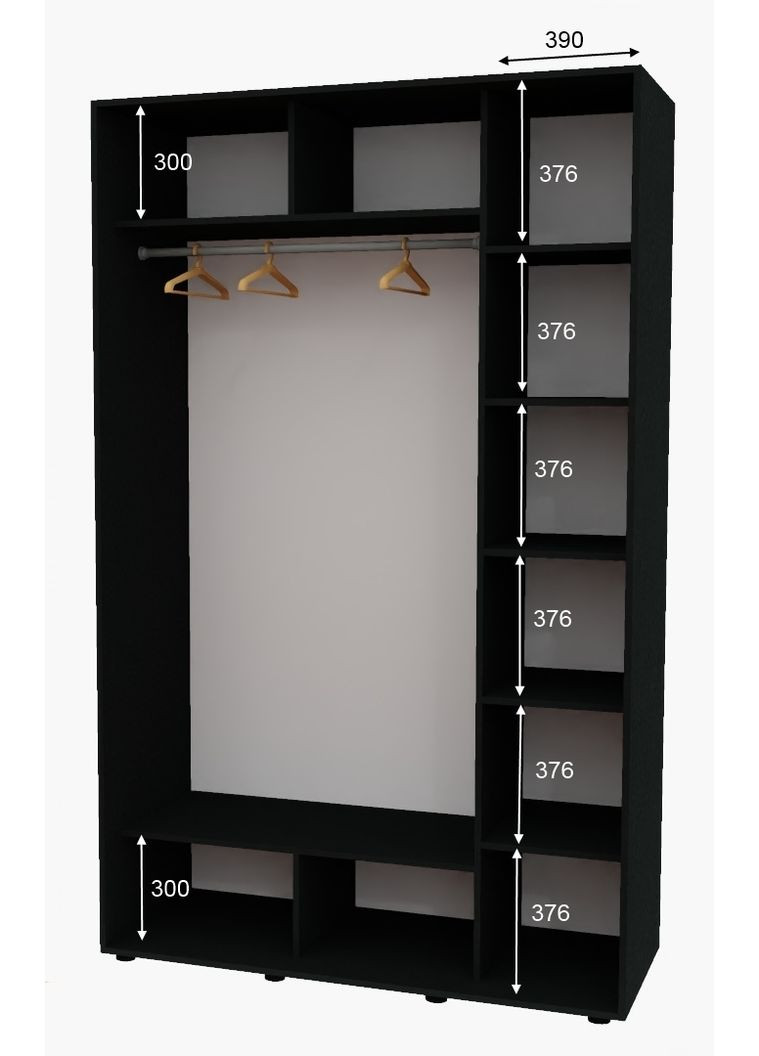 Шкаф-купе двухдверный 160*60*250 Антрацит ДСП/Зеркало с пескоструйным рисунком Алекса (360438791)