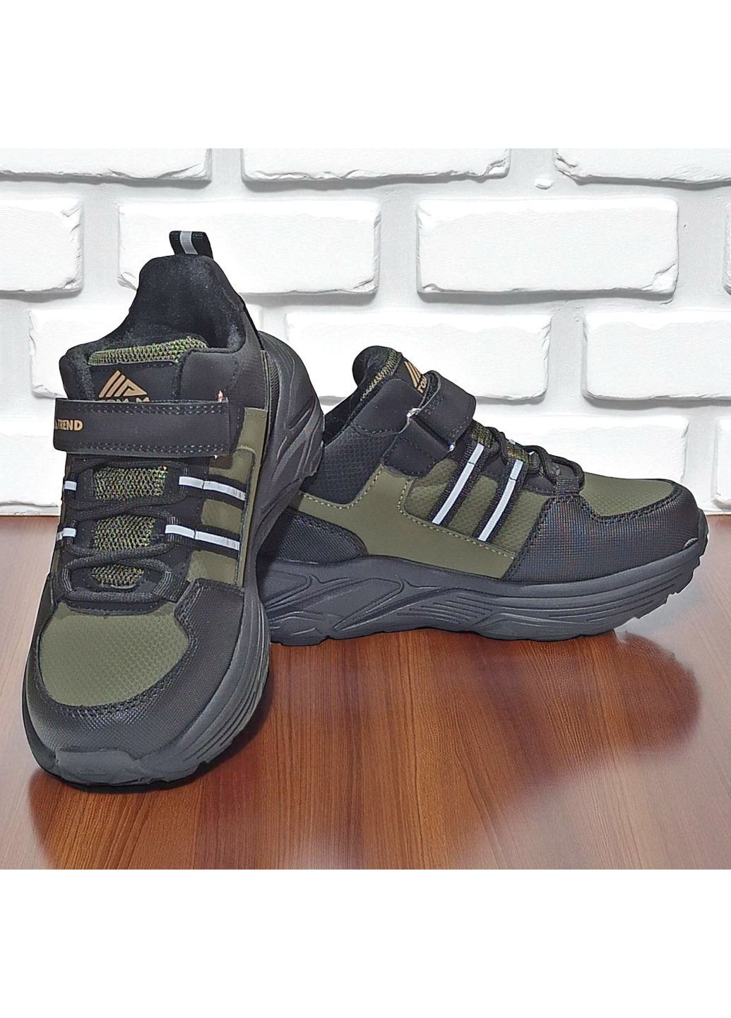 Хакі утеплені демісезонні кросівки ппідліткові хайтопи на флісі на липучках для хлопчика підлітка Tom.M