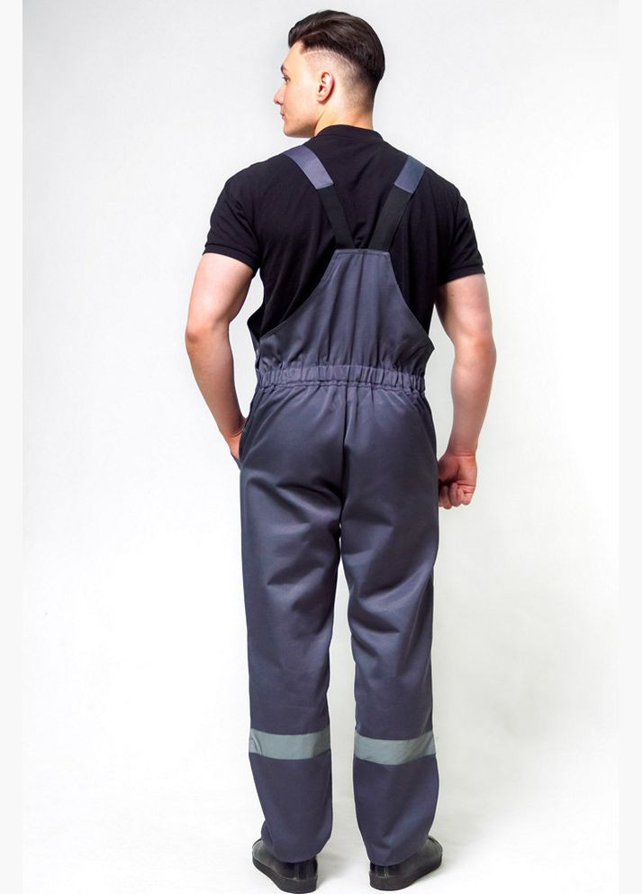 Сірий демісезонний костюм робочий дефенса з спс (куртка+напівкомбінезон), сіро/червоний 170/176см ProsPerous