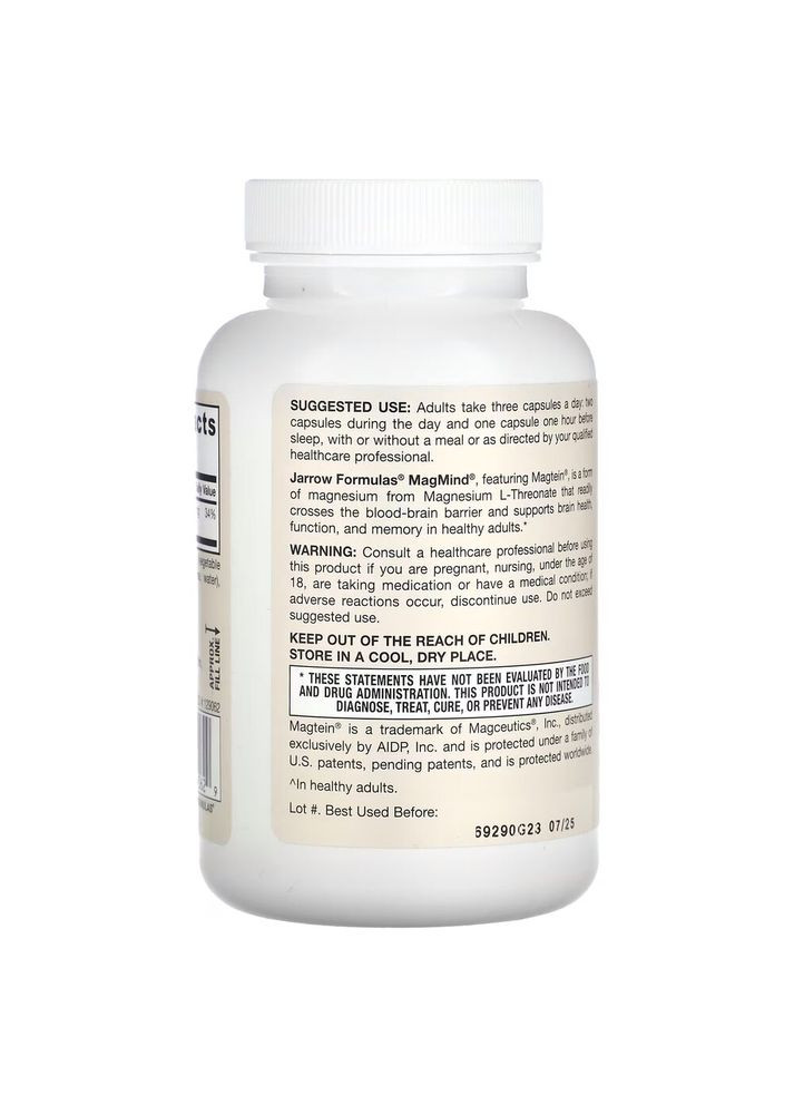 L-треонат магнію MagMind, 90 вегакапсул для підтримки мозку Jarrow Formulas (322292234)