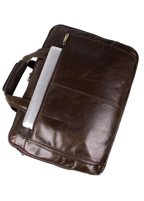 Чоловіча сумка для ноутбука 15.6 дюймів з трьома відділеннями натуральна коричнева шкіра (sku_14247) No Brand (328922197)