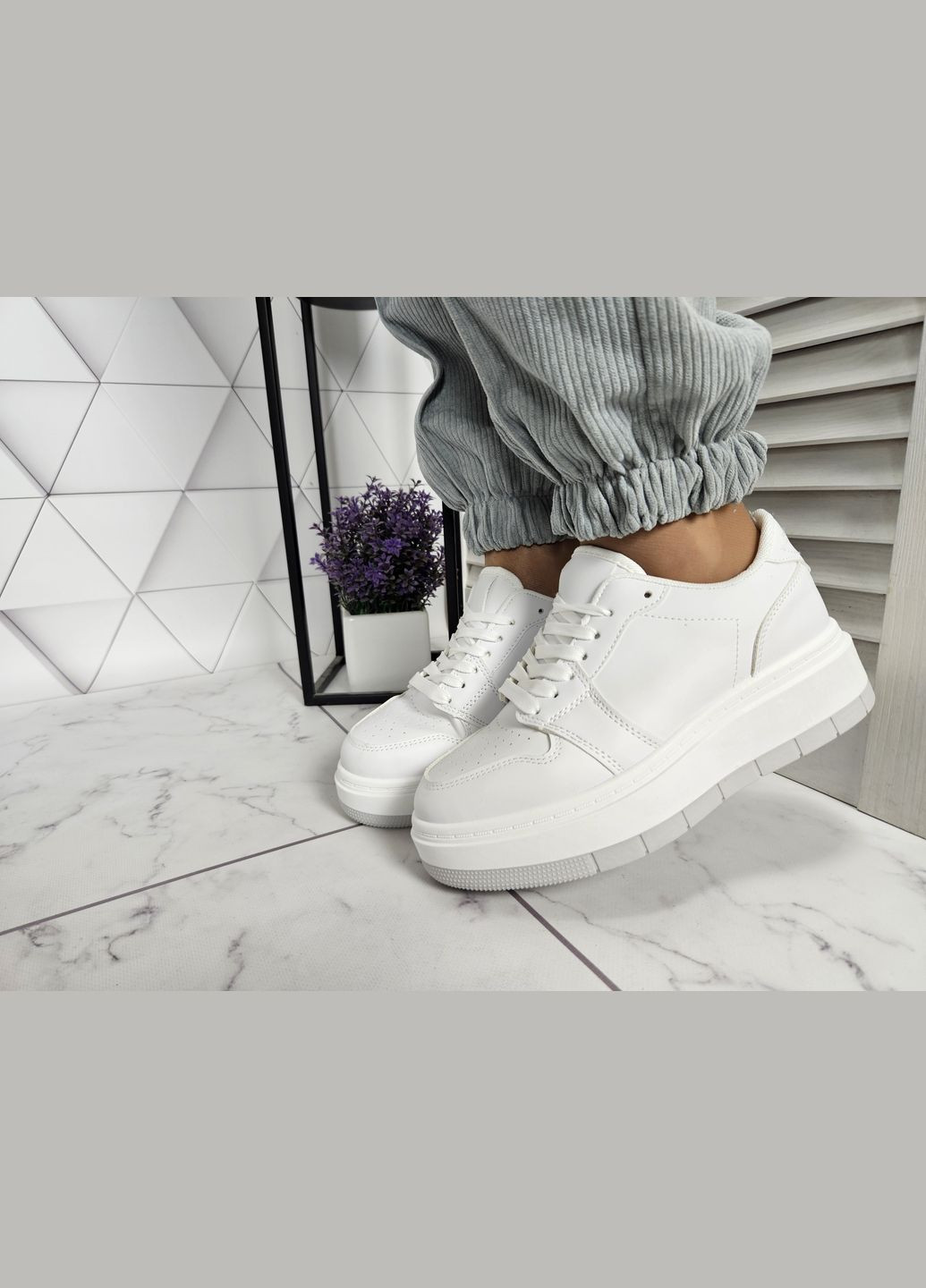 Белые кроссовки белые на высокой платформе (24 см) sp-2899 No Brand