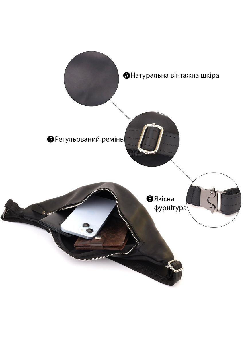 Надежная сумка бананка для мужчин из винтажной натуральной кожи 23138 Shvigel (366880551)