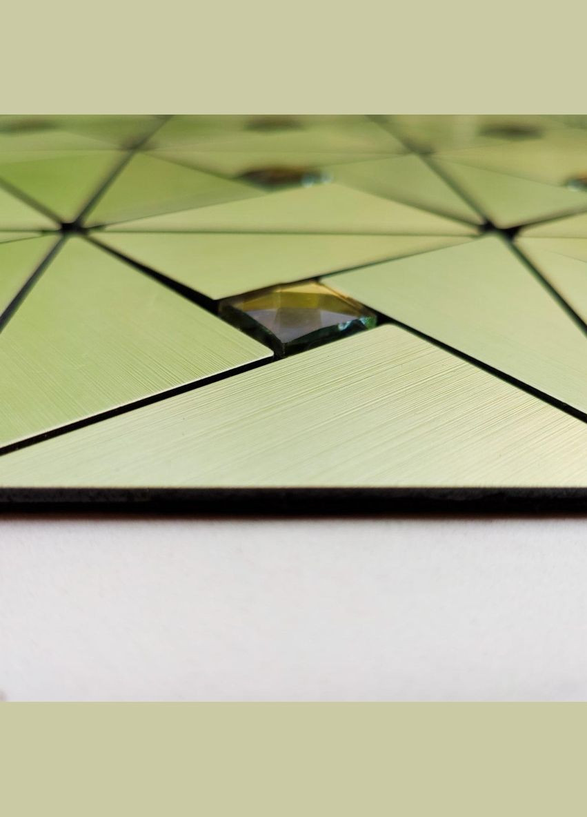 Самоклеящаяся алюминиевая плитка Зеленое золото со стразами 300х300х3мм Sticker Wall (300372532)