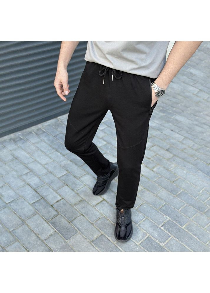 Чоловічі спортивні штани двонитка чорні No Brand (355464333)