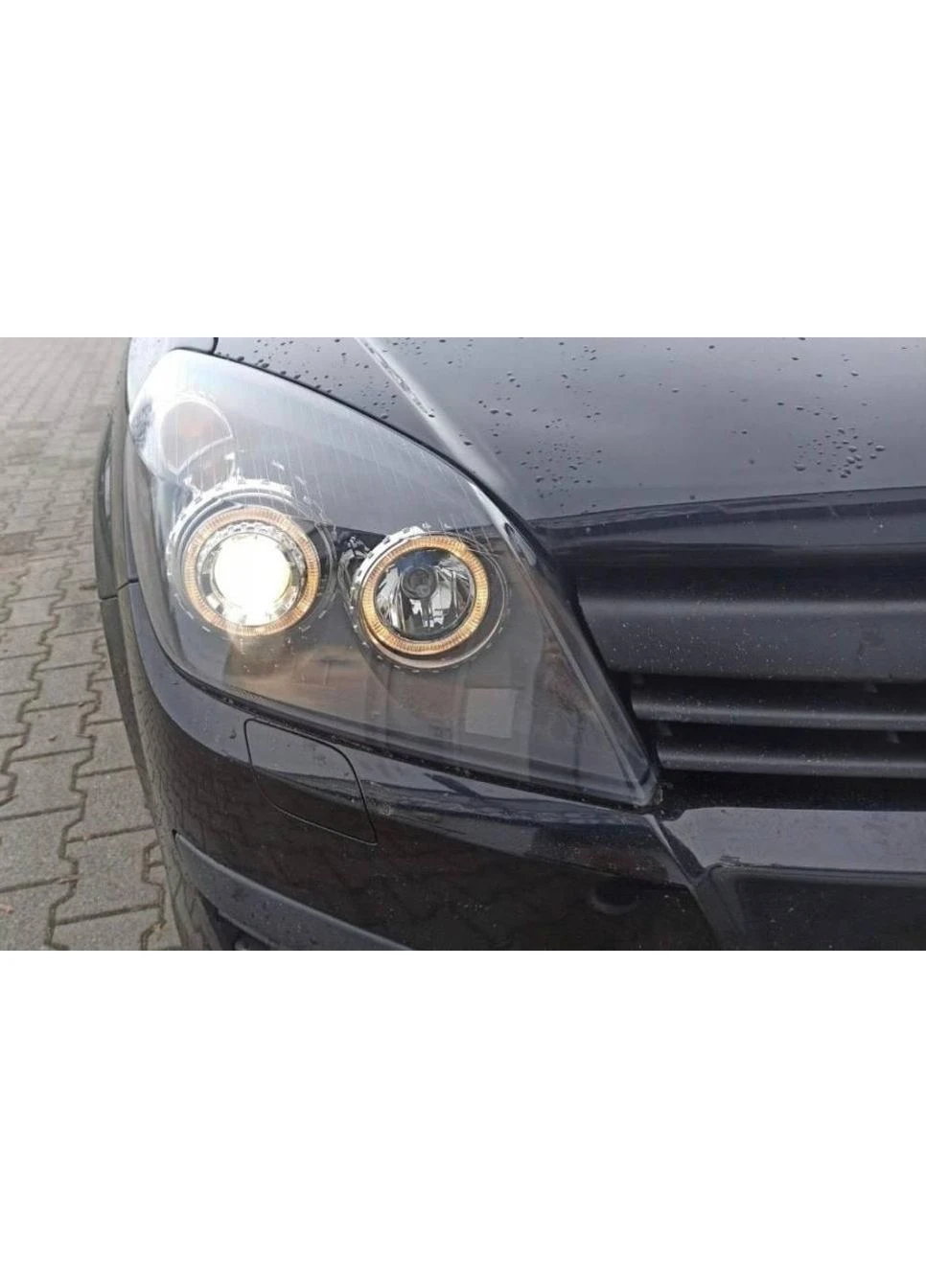 Передняя правая фара Opel H (2004-2009) пассажирская черная с линзой (ЦЕНА ЗА 1 ШТ) Tuning-Tec Astra (398175185)