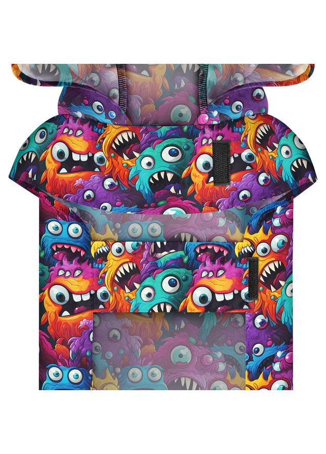 Дождевик-накидка с капюшоном для собак WAUDOG Clothes, рисунок "Зубаистые монстры", M, А 40-43 см, B 52-62 см, С 33-42 см Collar (363058263)