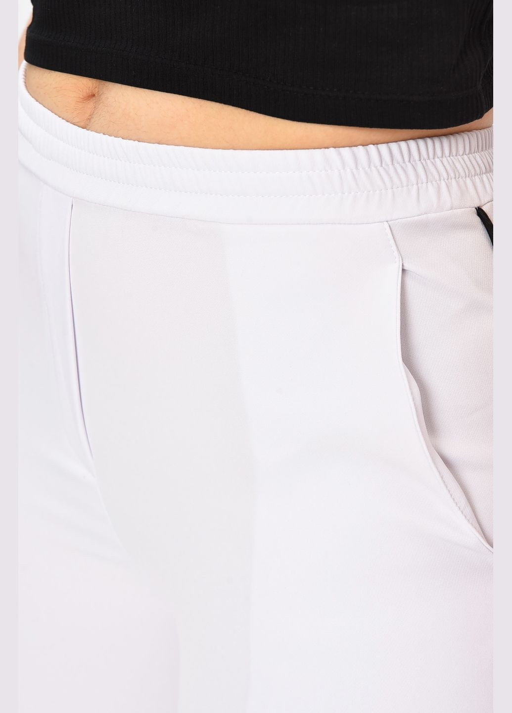 Штаны женские однотонные белого цвета Let's Shop (332767834)