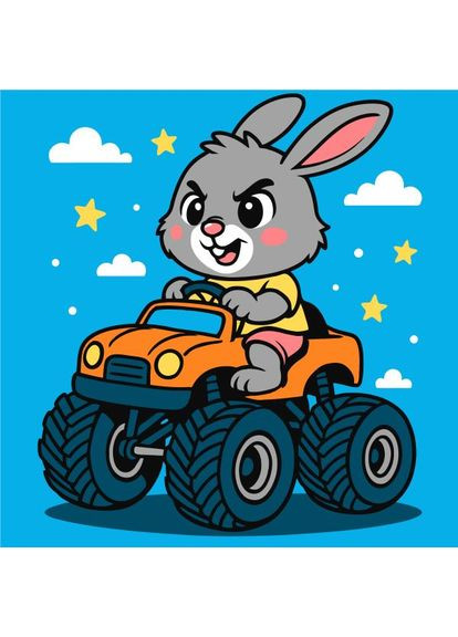 Картина по номерам - Заяц на машине ©art_selena_ru 25х25 см IDEYKA (362203621)