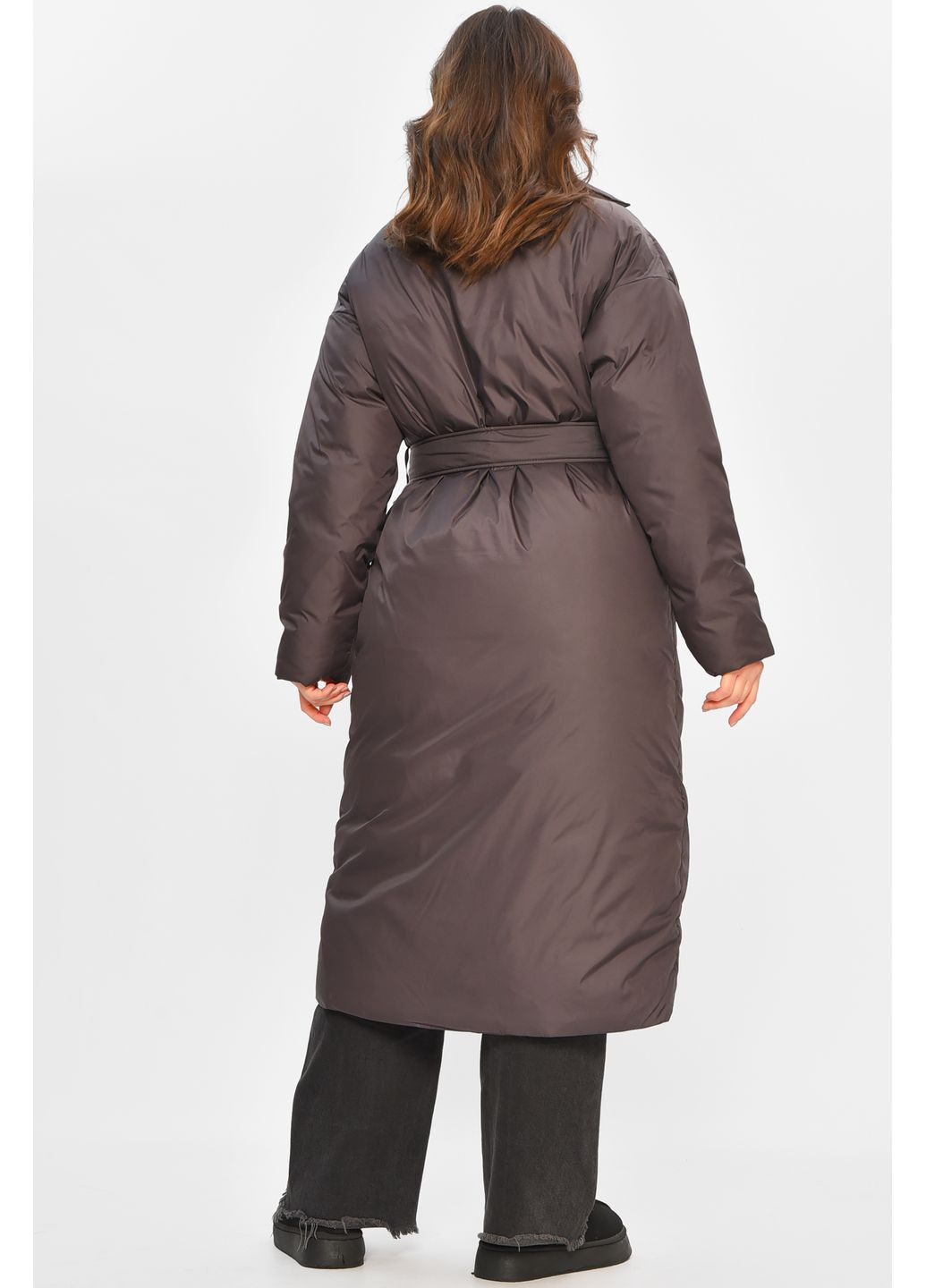 Черная зимняя куртка женская удлиненная зимняя шоколадного цвета Let's Shop