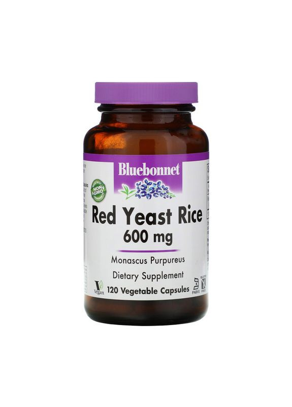 Вітаміни та мінерали Red Yeast Rice 600 mg, 60 вегакапсул Bluebonnet Nutrition (322292033)