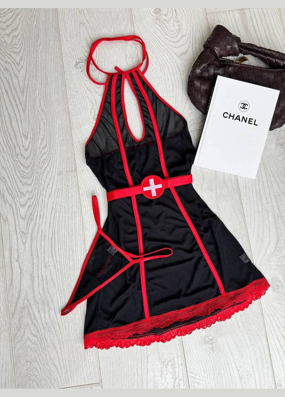 Чорний комплект жіночої білизни костюм медсестри Simply sexy