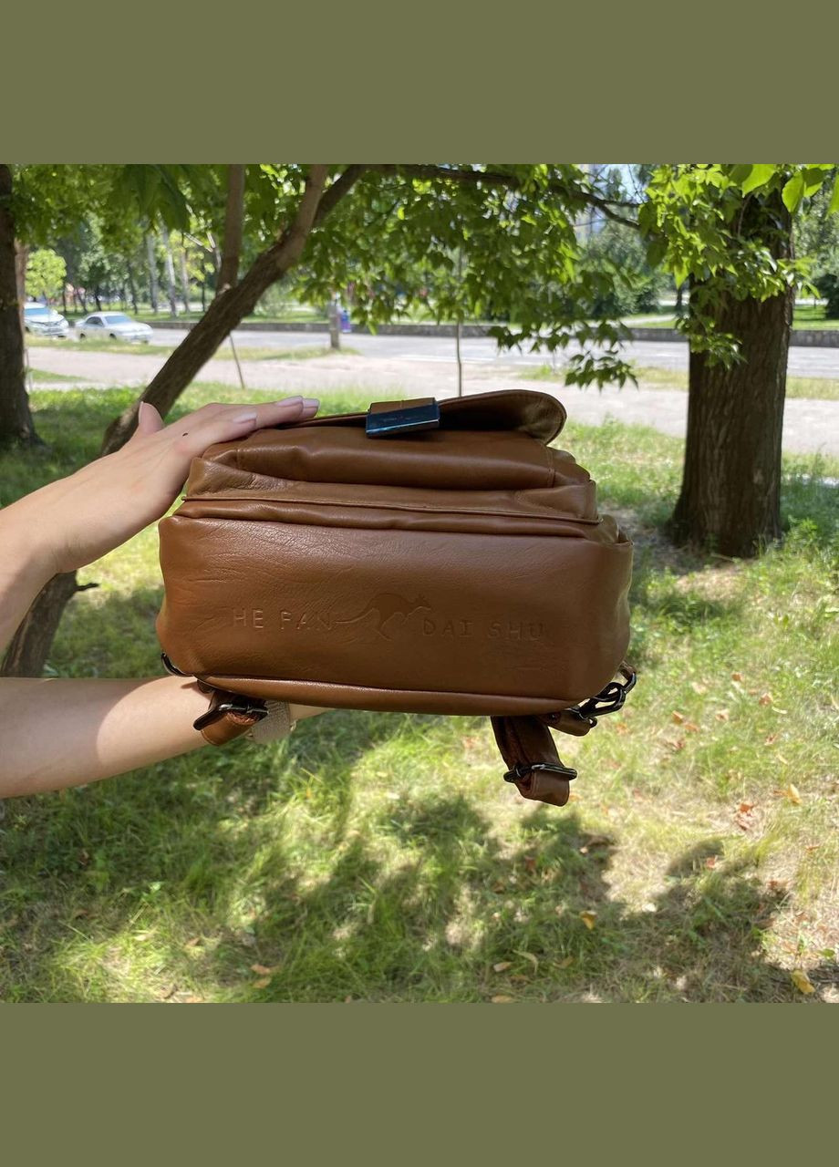 Жіночий міський рюкзак сумка з кенгуру на плече еко шкіра коричневий No Brand (298997994)