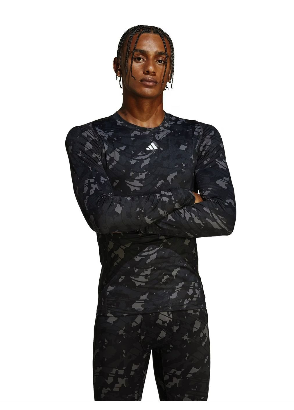 Лонгслів спортивний футболка рашгард adidas Techfit Allover Print Training Long Sleeve Tee (309181790)