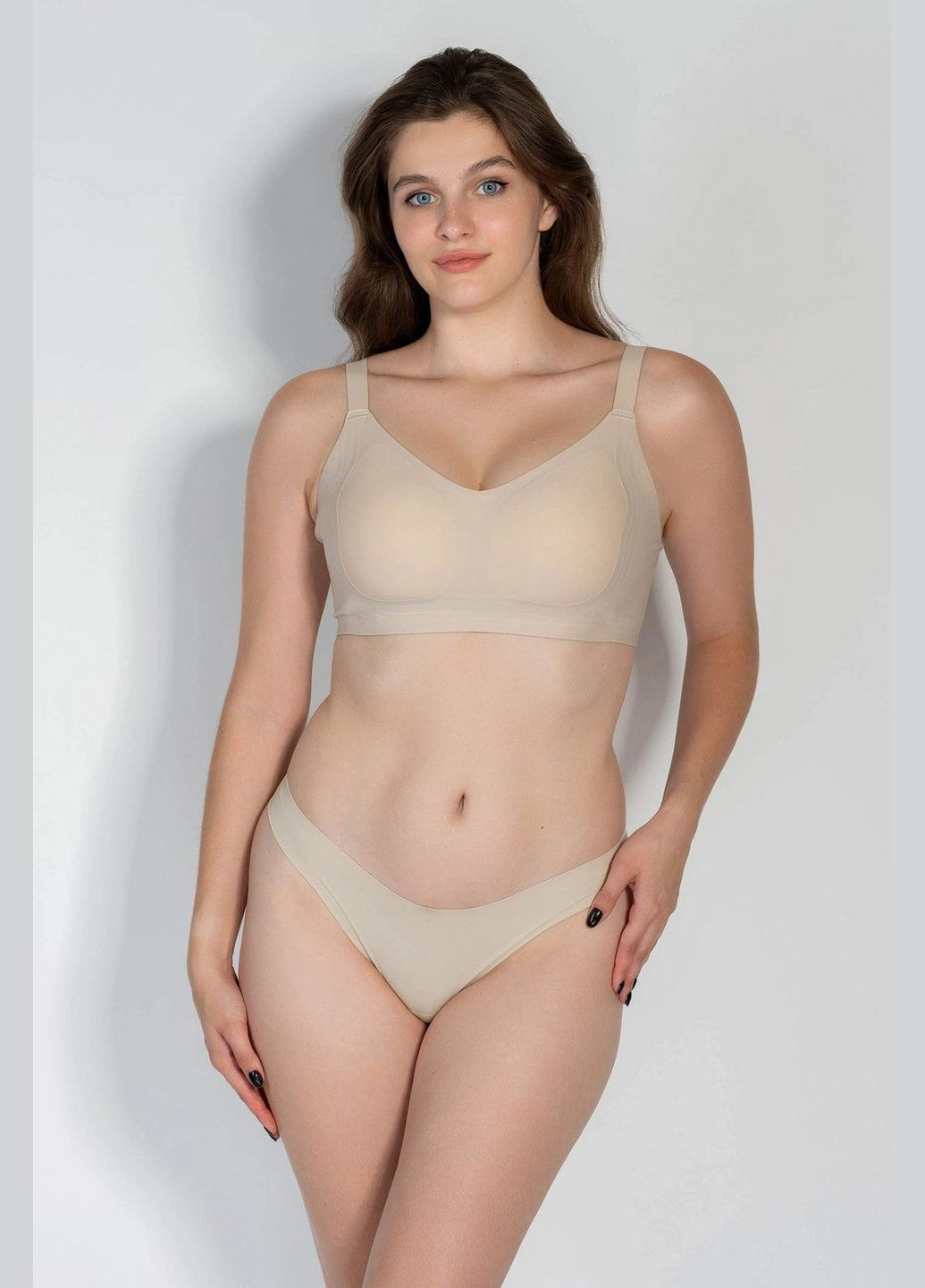 Бежевый топ бесшовный бюстгальтер из микрофибры Anabel Arto полиамид, эластан