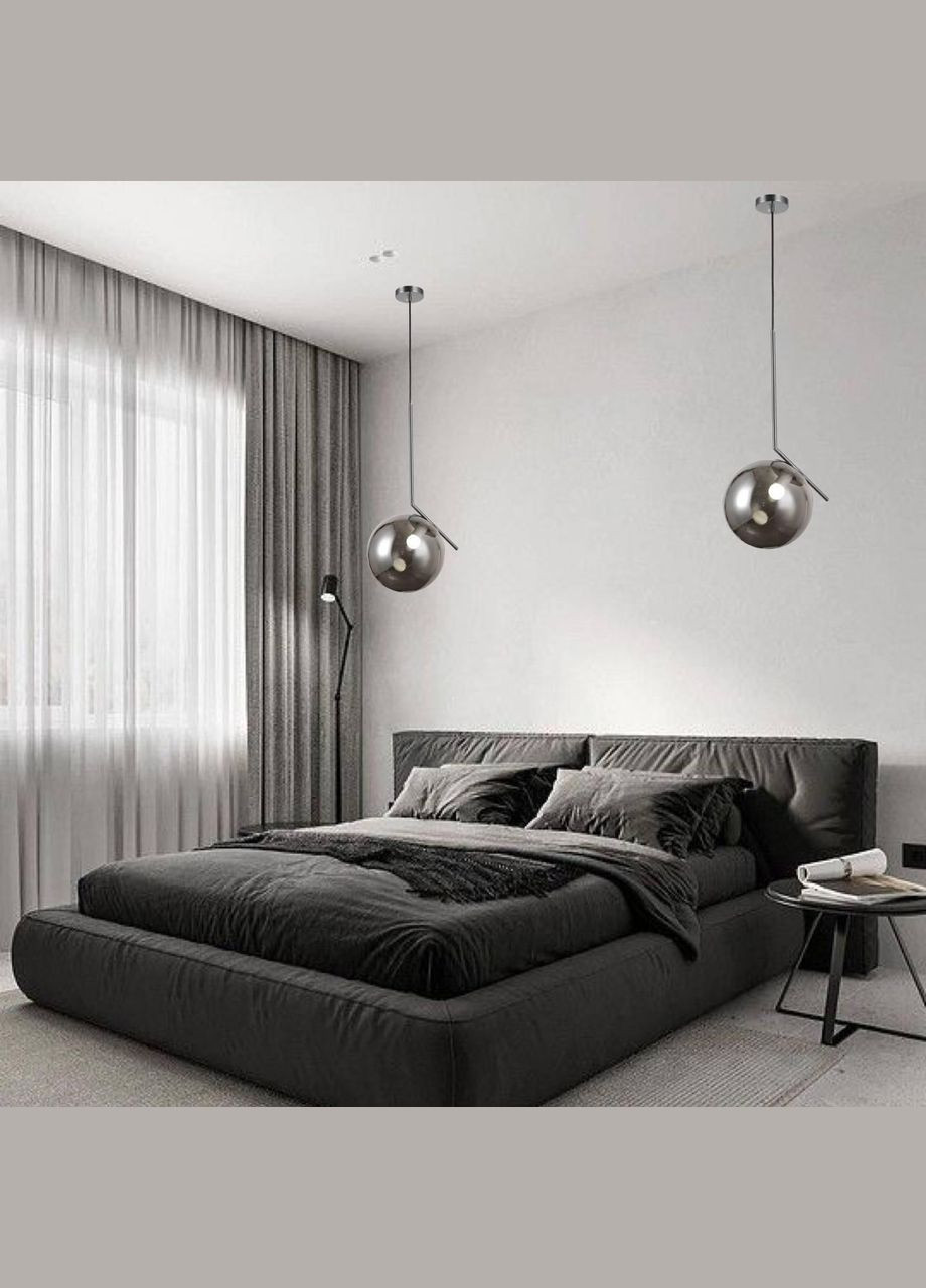 Серебряный стеклянный подвес с шаром 25см (916-3816-1 CR+BK) No Brand (370070217)