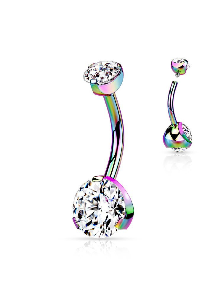 Сережка банан для пірсингу пупка зі сталі NT052-WC з фіанітами (Різнокольоровий). Spikes (333698263)