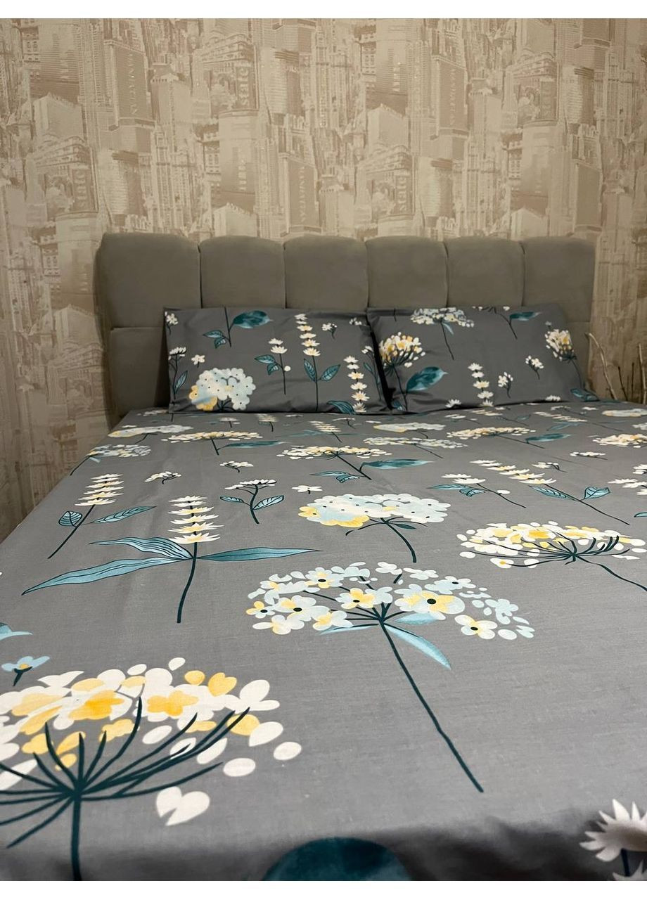 Комплект постельного белья полуторный No Brand бузина сіра (370864742)