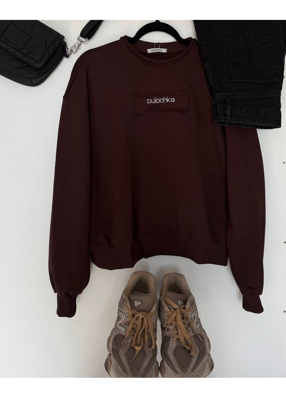 Коричневый женский свитшот с надписью Adelante однотонный (364863650)