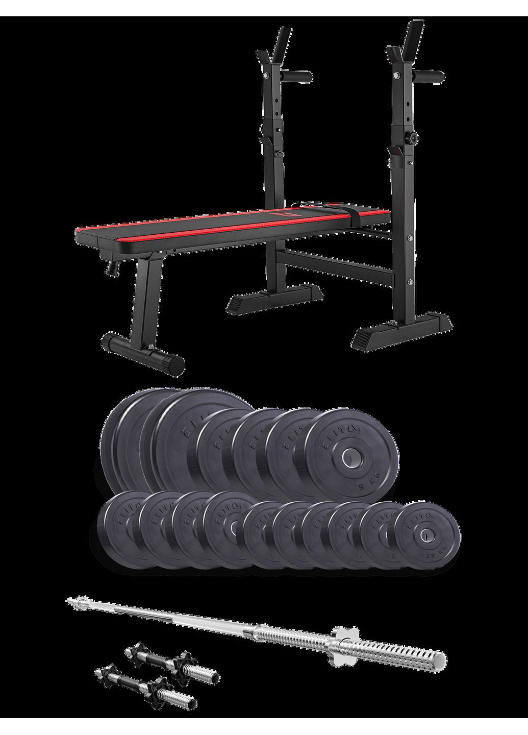 Набір Titan 68 кг з лавою HS1080, штангою та гантелями Elitum (301865654)