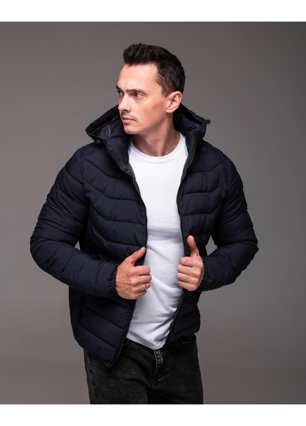 Синя демісезонна куртка чоловіча утеплена No Brand