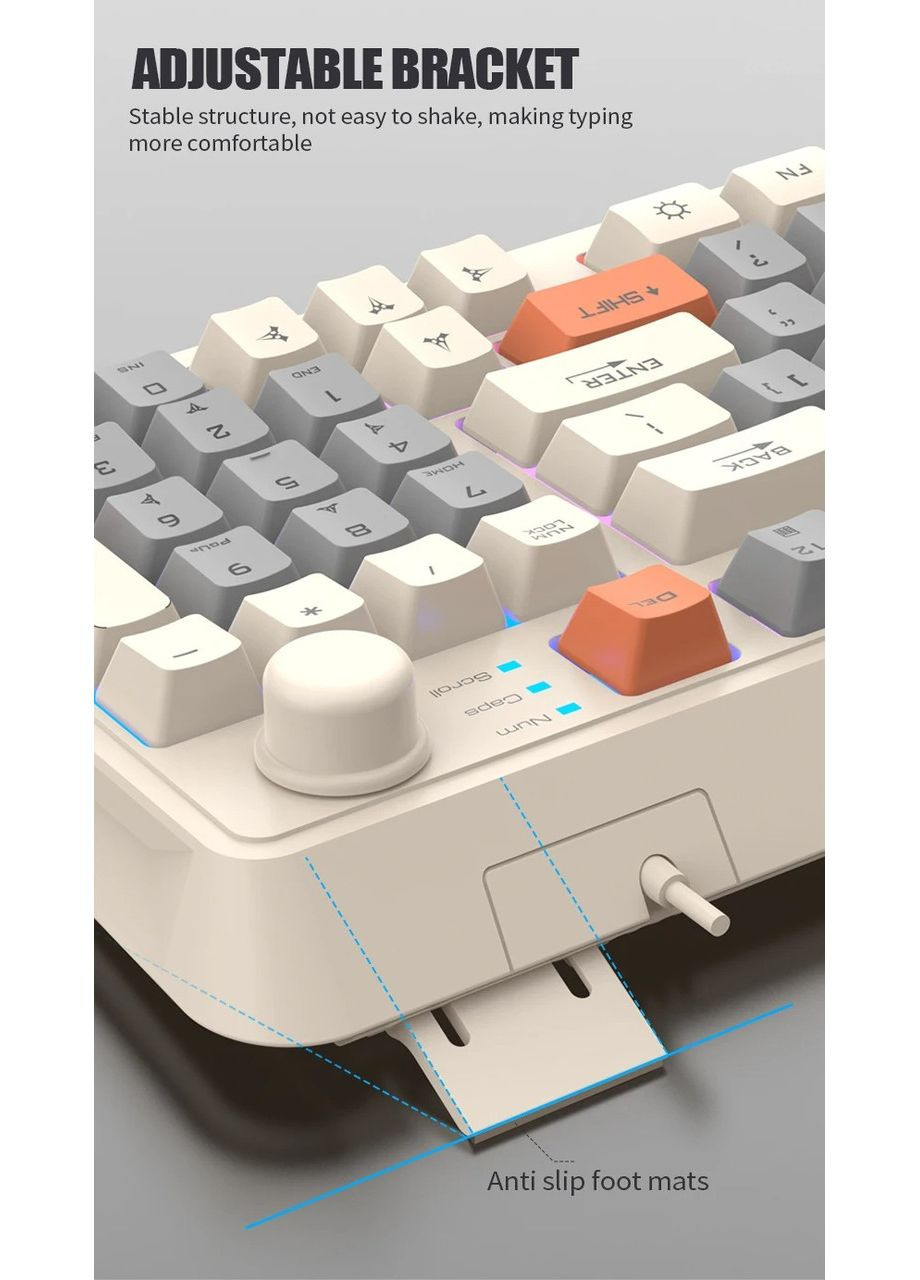 Игровая механическая клавиатура K82 проводная USB 94 клавиши RGB-подсветка Регулятор громкости Bees No Brand (371808214)