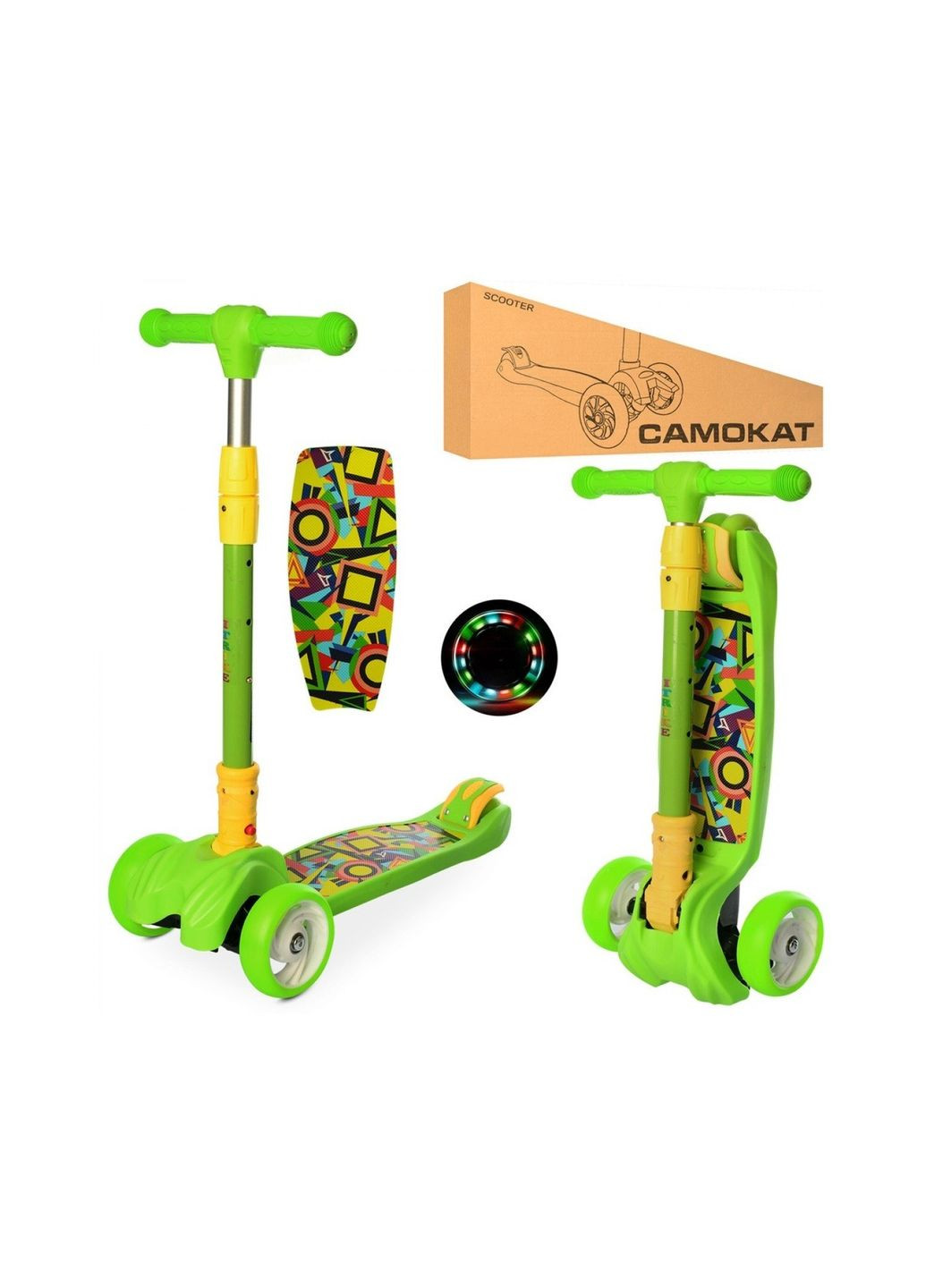 Самокат дитячий триколісний Maxi JR 3-060-11-GR зі світними колесами, Салатовий iTrike (317590542)