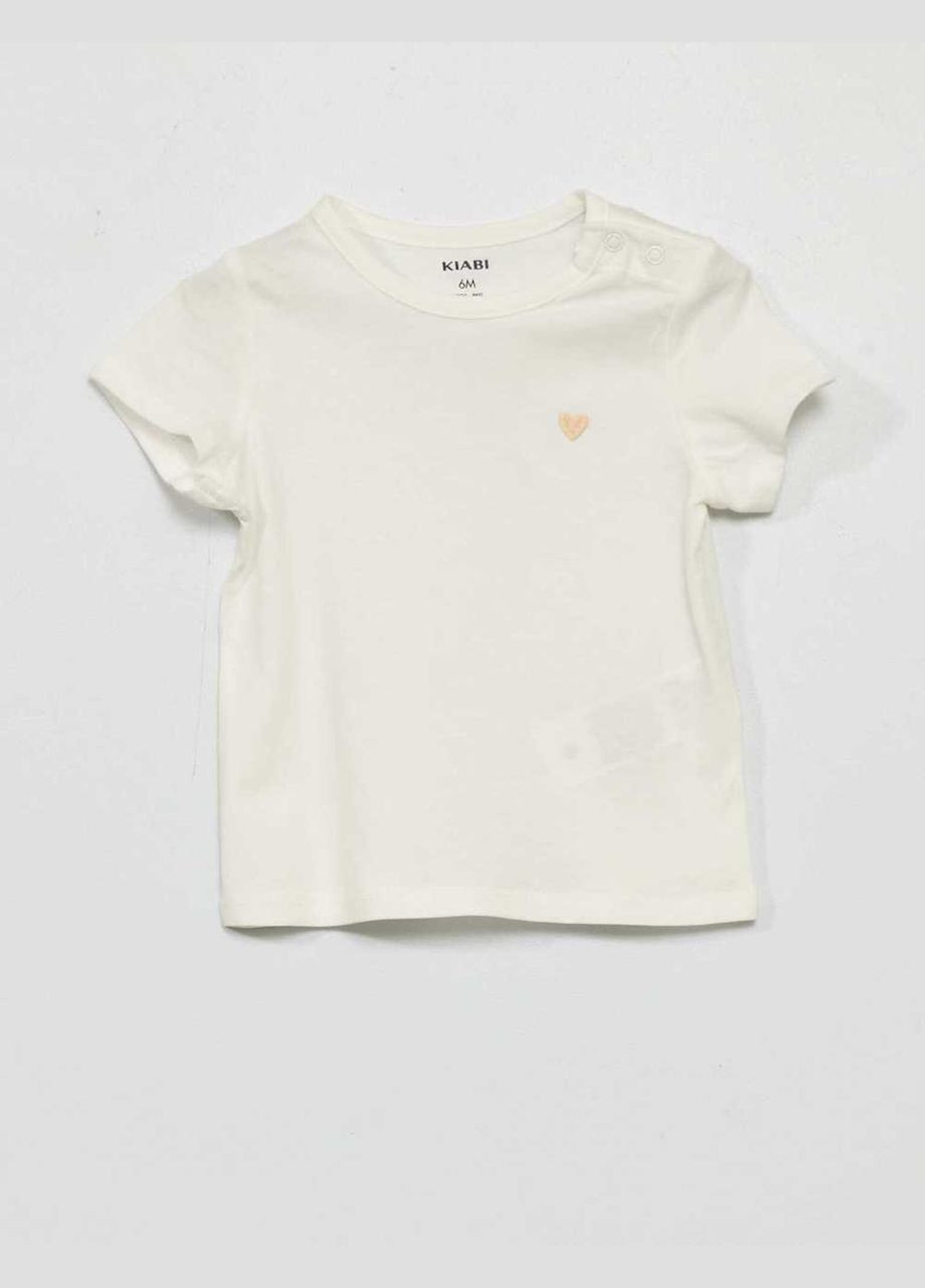 Біла футболка basic,білий-персиковий, Kiabi