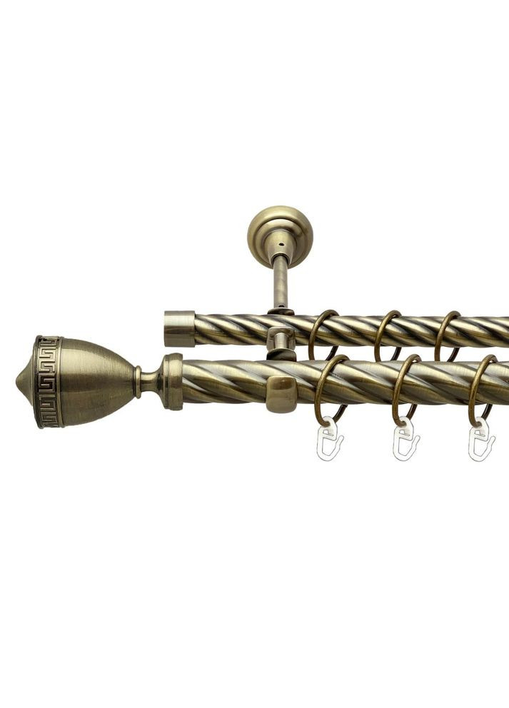 Карниз Афіна металевий дворядний відкритий скручена труба Антик 25\19 мм 160 см (00-00018328) ORVIT (300688137)