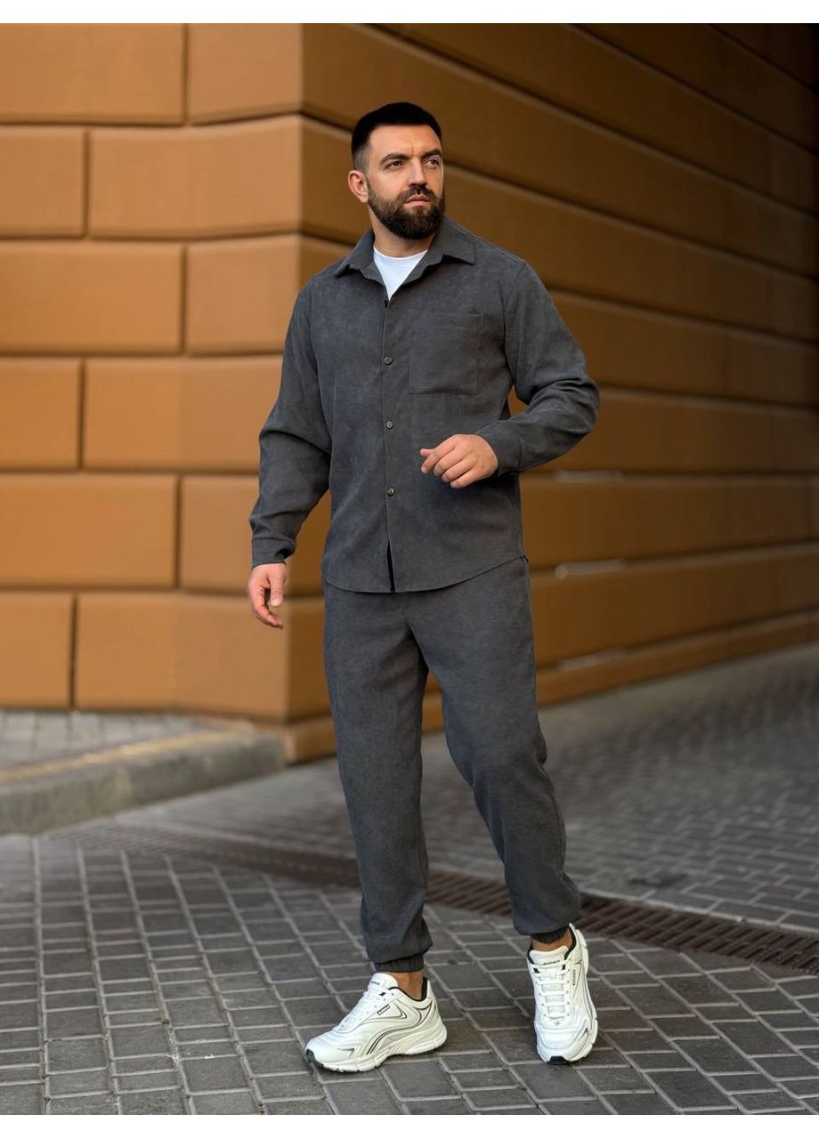 Мужской вельветовый костюм графитового цвета 34481 Fashion (360506825)