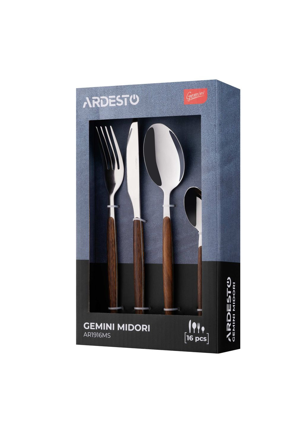 Набір столових приборів Gemini Midori, 16 приборів, нержавіюча сталь, пластик, коричневий Ardesto (314977882)