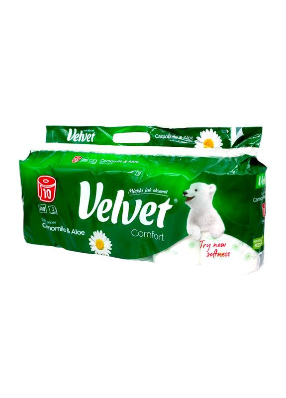 туалетний папір Camomile&Aloe 10 рулонів 3 шари 200 відривів Velvet (321239316)