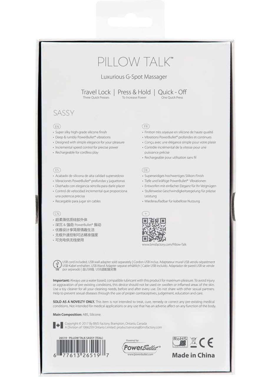 Розкішний вібратор Pillow Talk - Sassy Teal з кристалом Сваровські для точки G, подарункова упаковка No Brand (366878103)