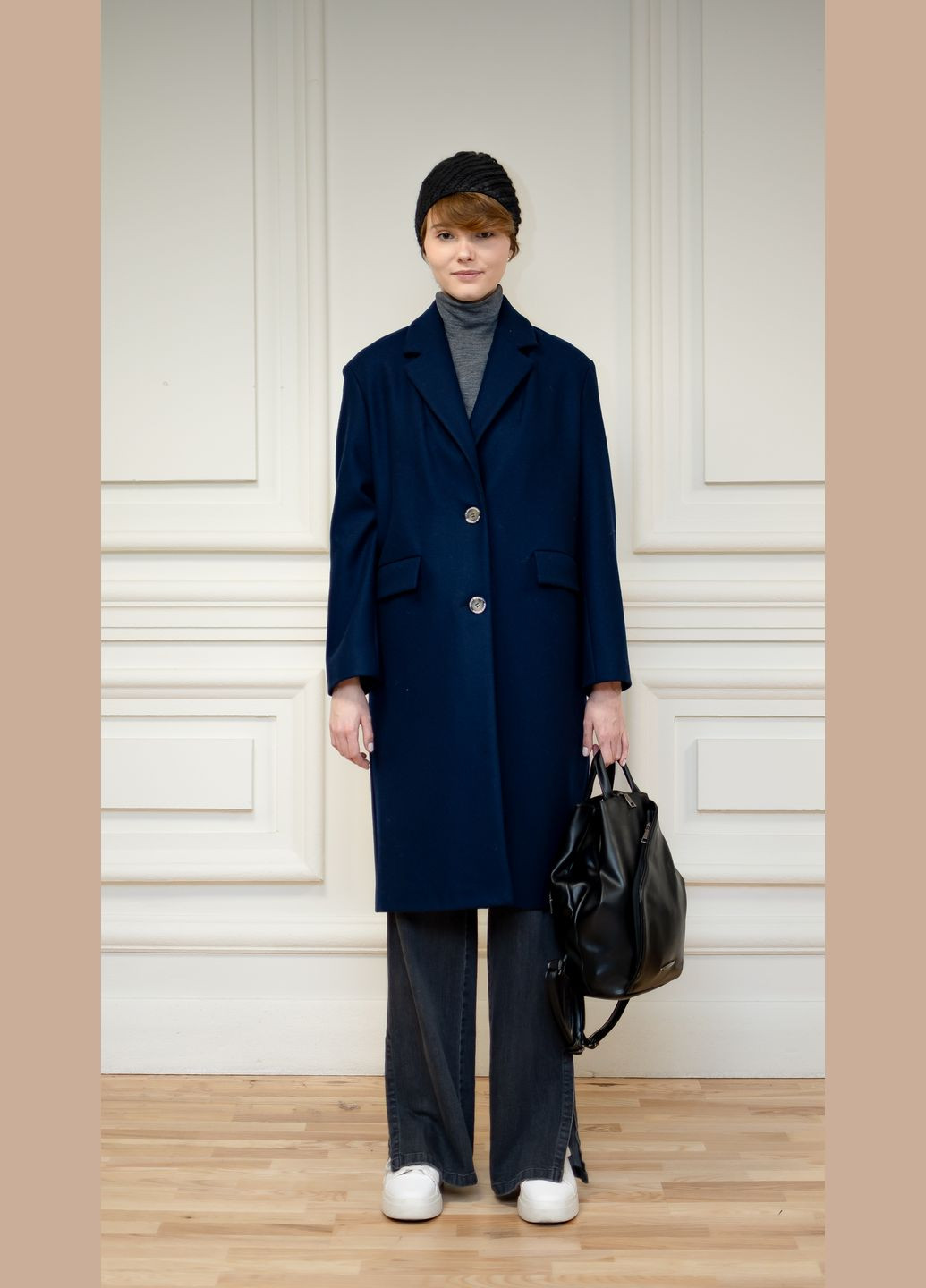 Синее зимнее Голубое пальто прямого покроя Тревы Dolcedonna