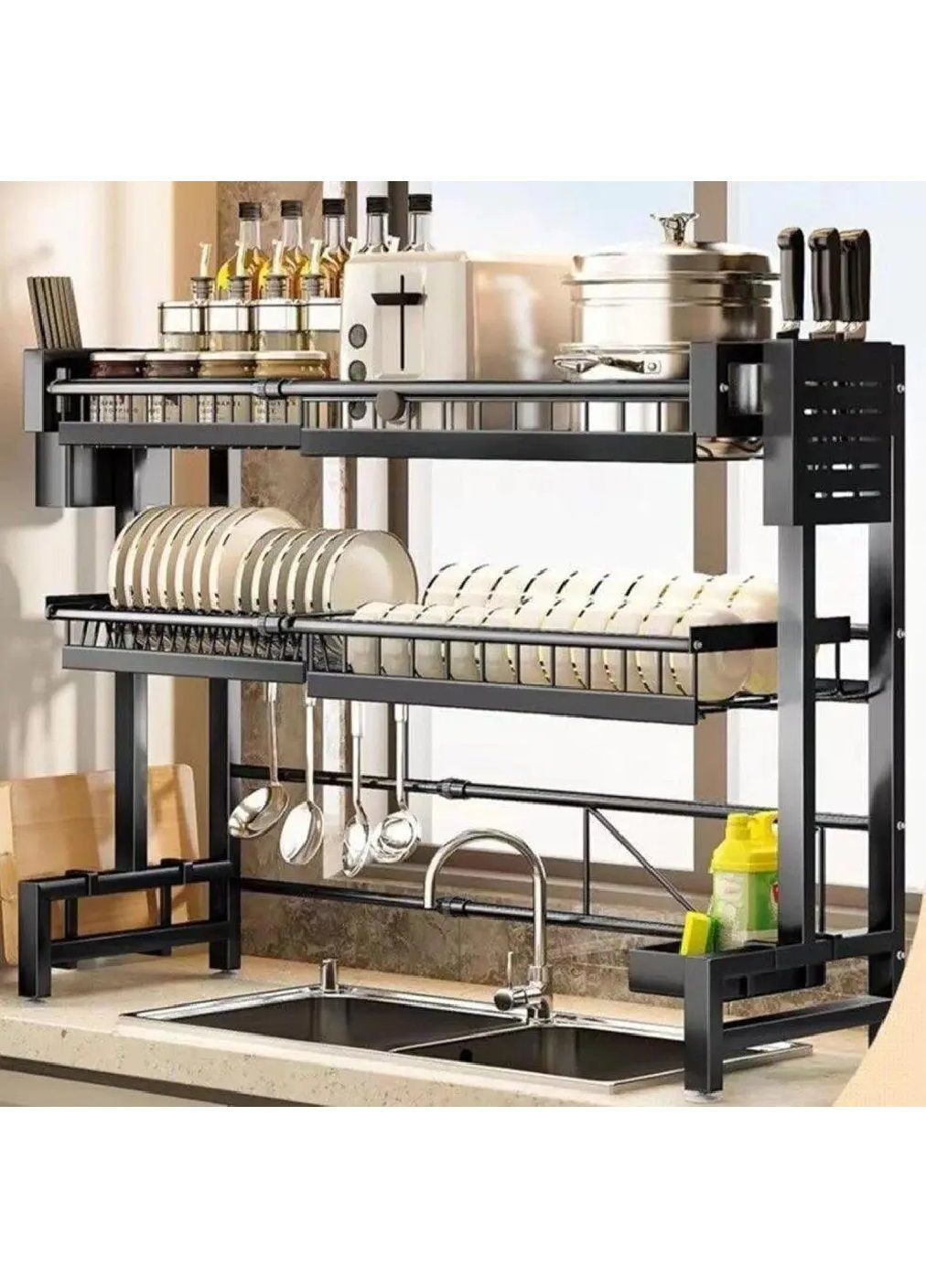 Дворівнева сушарка підставка з нержавіючої сталі з установкою над раковиною для посуду 100-62х81х28 см (480793-Prob) Unbranded (342616789)