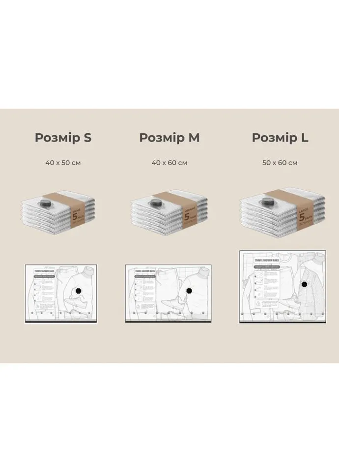 Набір для вакуумного пакування 20 пакетів еко-пластик 40х60 см No Brand NANO BAG SET (400575021)