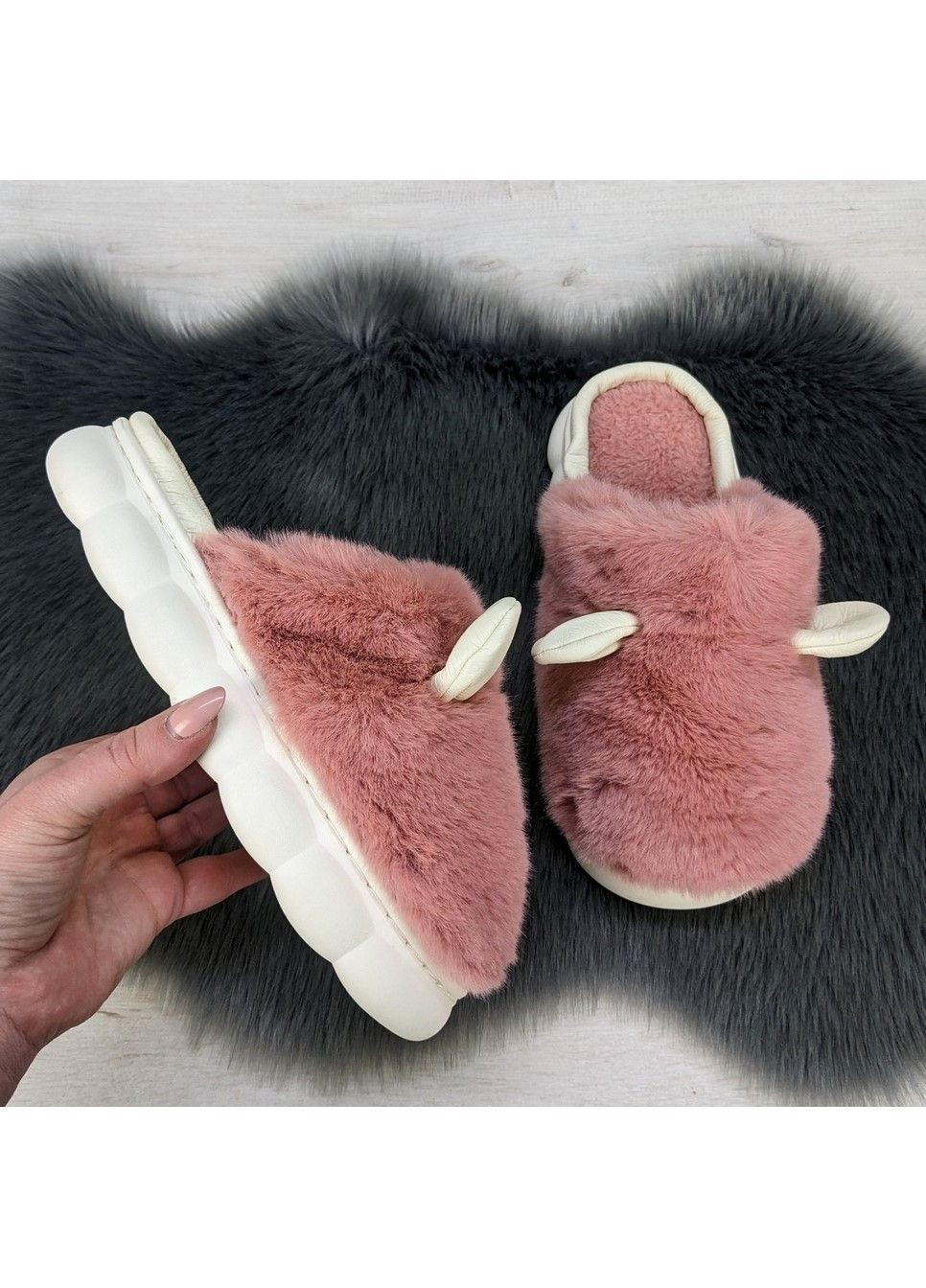 Тапочки жіночі домашні хутряні з вушками Fashion (311216635)