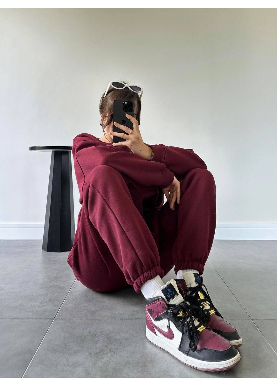 Жіночий теплий костюм із тринитки на флісі — заміри в описі DK/DL Мода без кордонів (365449647)