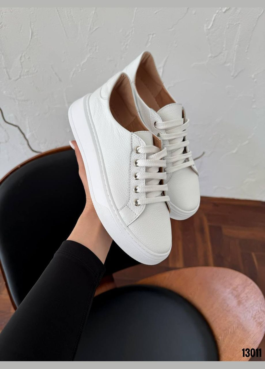 Белые белые кеды из натуральной кожи made in ukraine No Brand