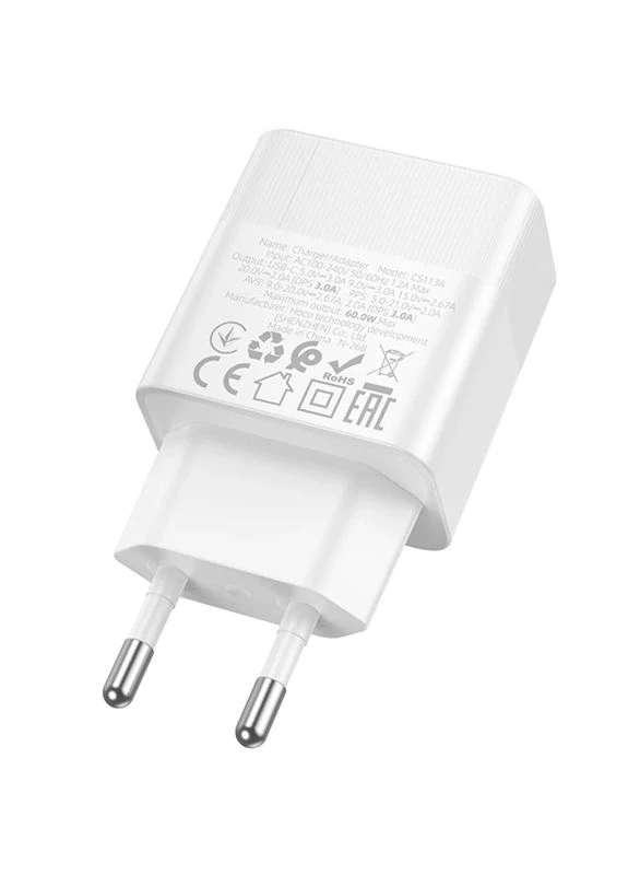 СЗУ Hoco CS113A Lounge 40W USB-C 80,5х41х26,5 мм Белый PC+ABS No Brand CS113A Lounge PD40W (1USB-C) (402061009)