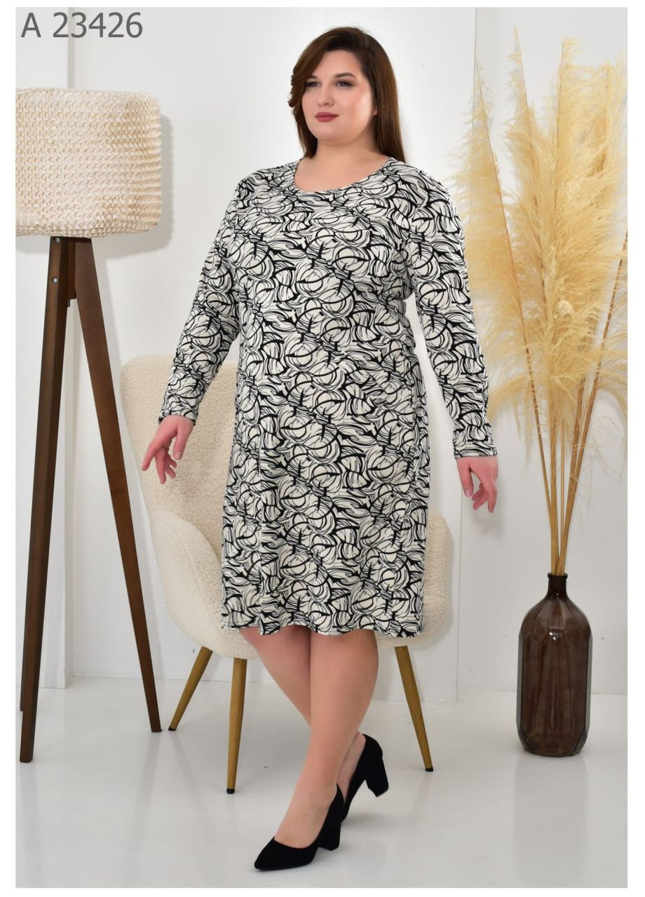Чорно-білий повсякденний жіноча сукня великого розміру SK