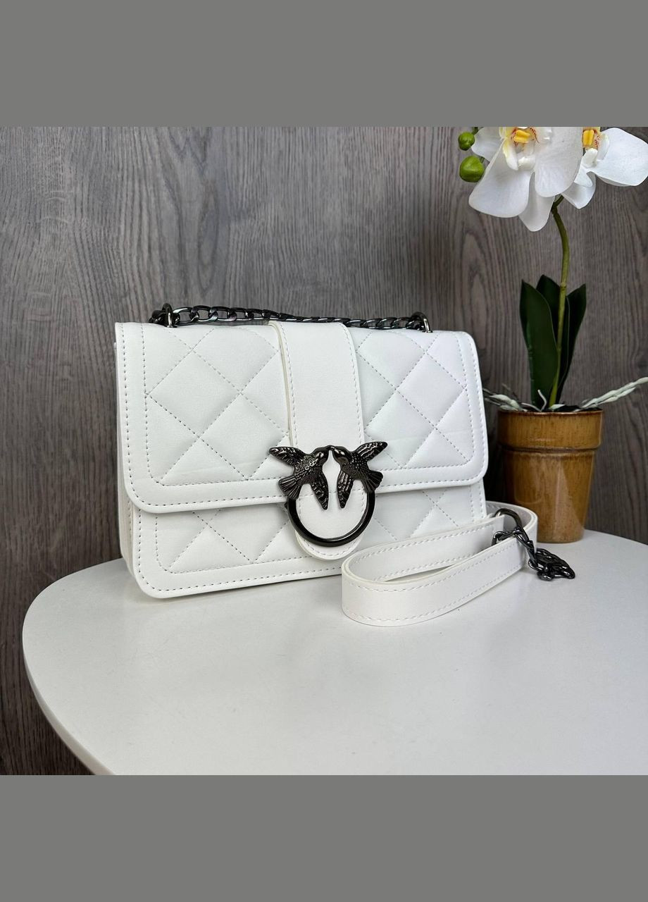 Мини сумочка клатч с птичками на цепочке из экокожи белая (sku_1303Б) No Brand (330576217)