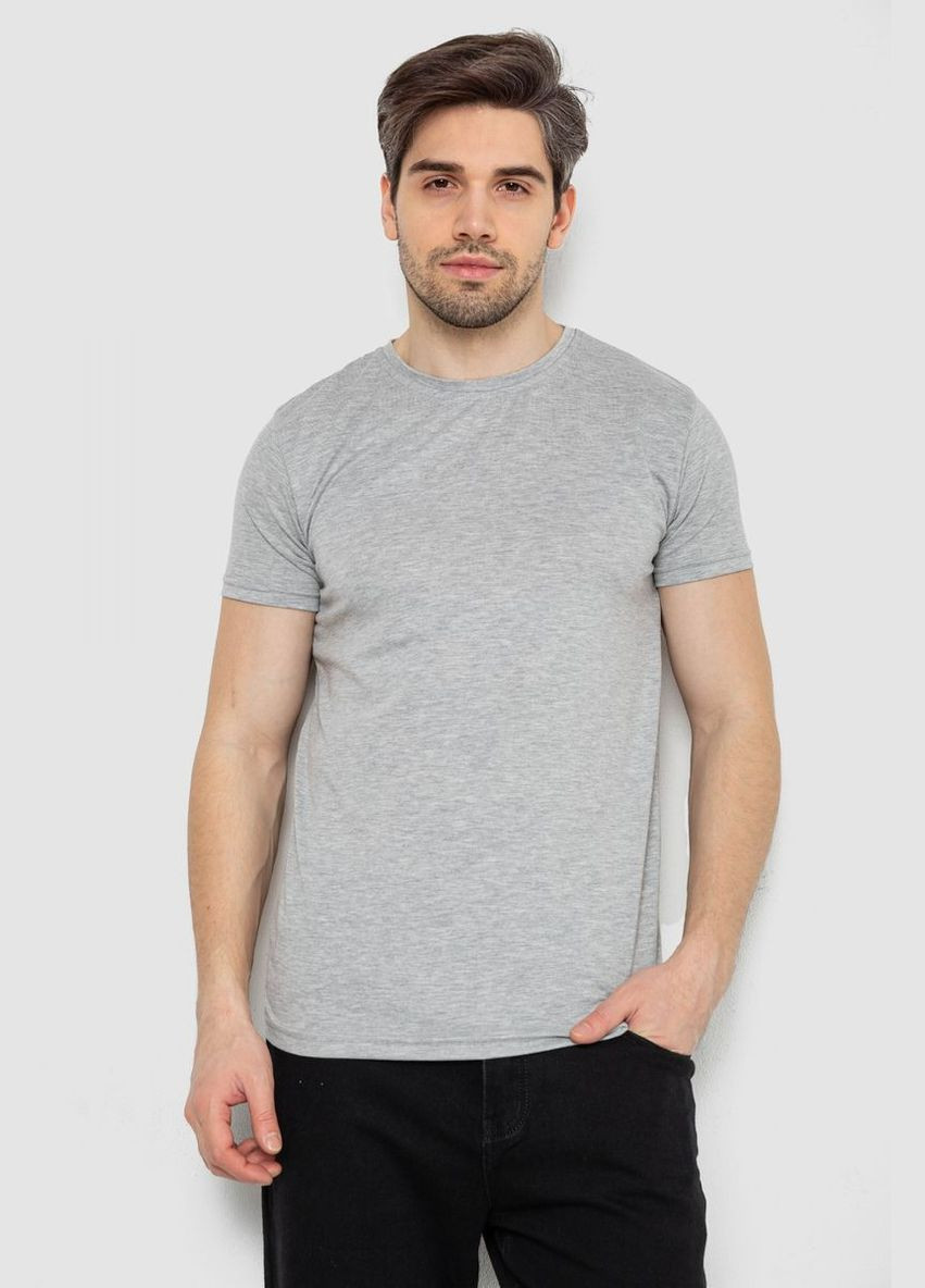 Светло-серая футболка мужская однотонная базовая,, 244r2408 Andi