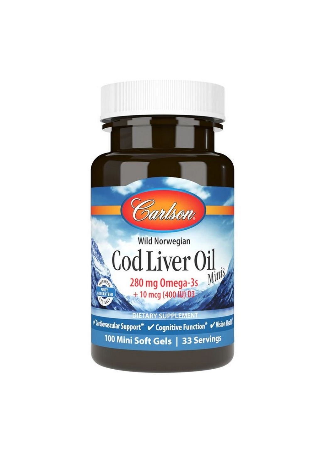 Жирные кислоты Cod Liver Oil Gems Mini, 100 капсул Carlson Labs (293339441)