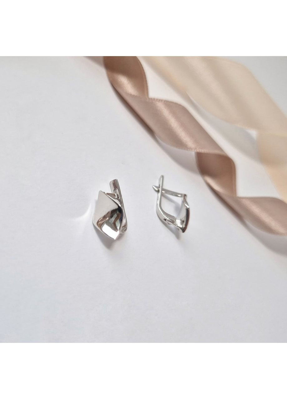 Срібні сережки без каменів Ромб срібло 925 проби Родоване 5006р 3.30г No Brand (359378340)