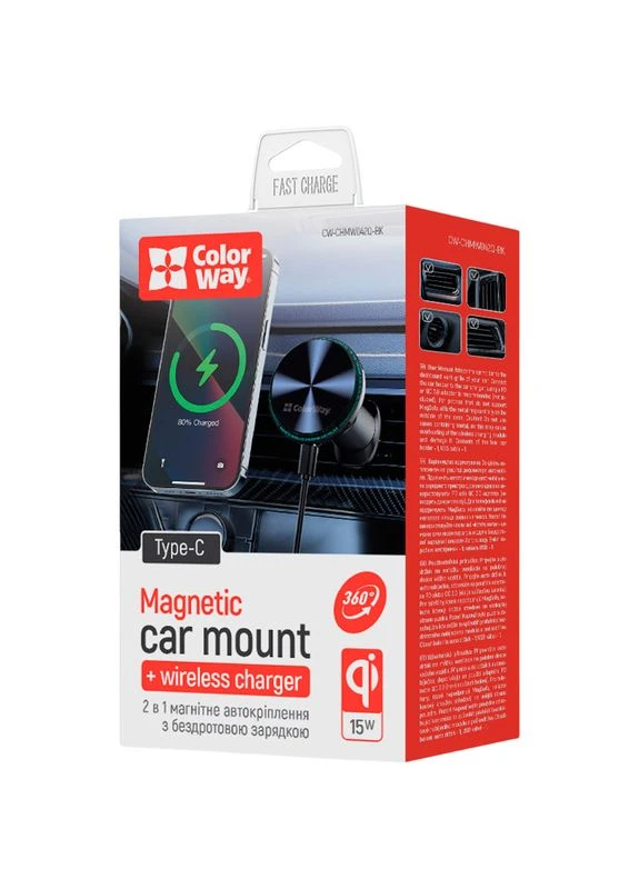 Беспроводное зарядное устройство для MagSafe 360° Air Vent 15W Black (CW-CHMW042Q-BK) Colorway (317311906)