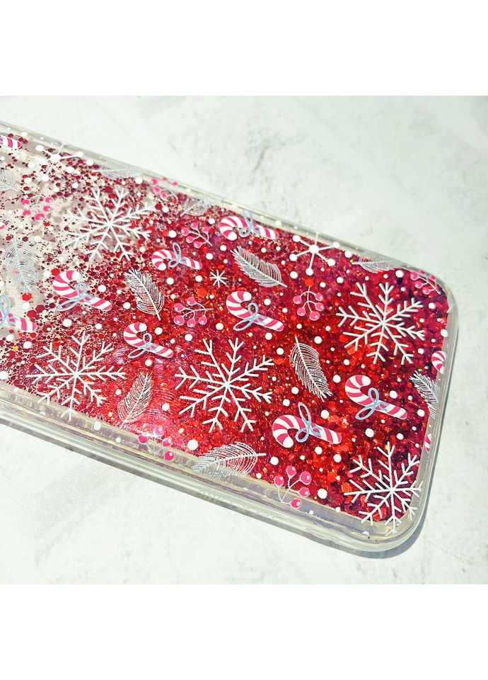 Чохол з плаваючими блискітками на Samsung Galaxy A05 (A055) Червоний Новорічний фон (принт 199) CASE CONTROL (362963348)